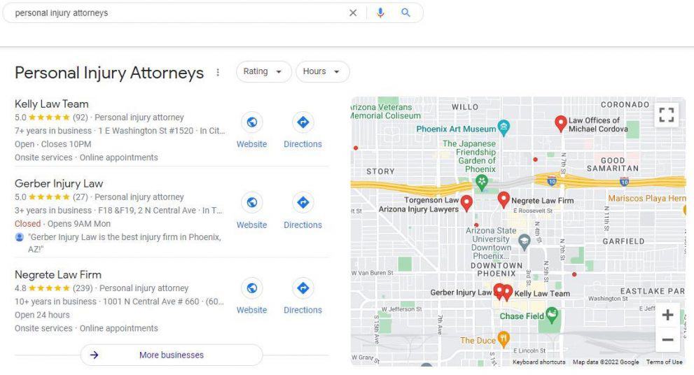 Example of Google's Local 3-Pack result