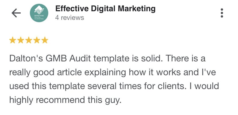 Google review from a marketing agency